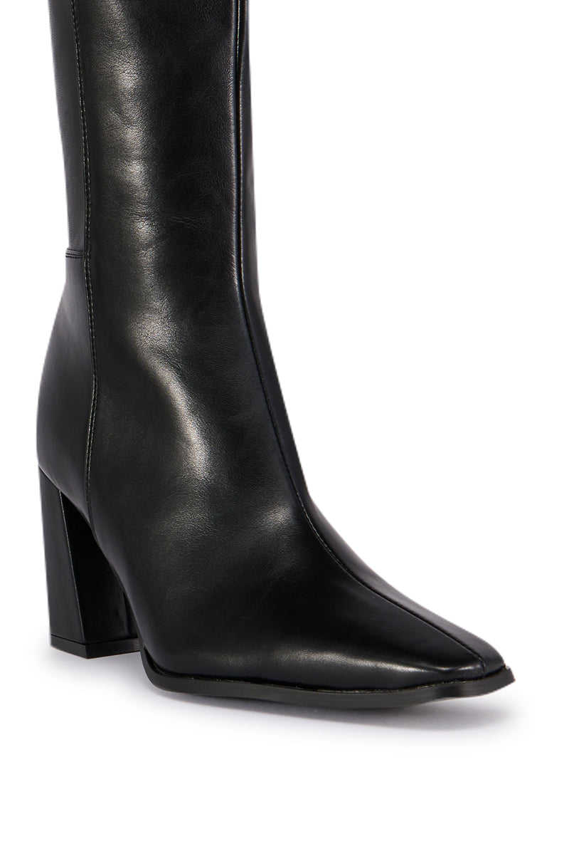 AZALEA WANG YAHYA BLACK ASYMMETRICAL TOPLINE BOOT