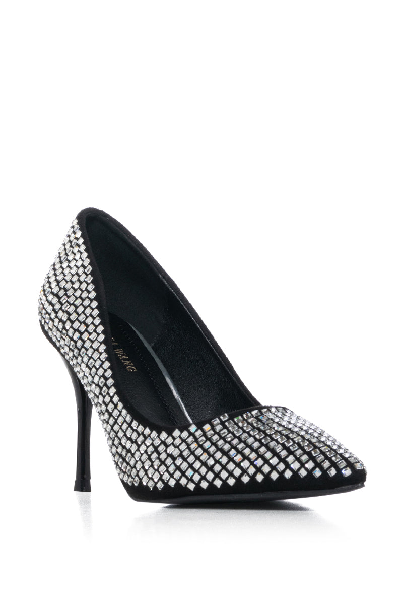 AZALEA WANG ALMA SILVER RHINESTONE PUMP