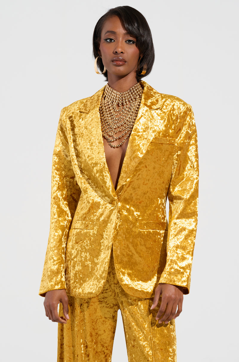 DRIPPING IN GOLD CRUSHED VELVET BLAZER