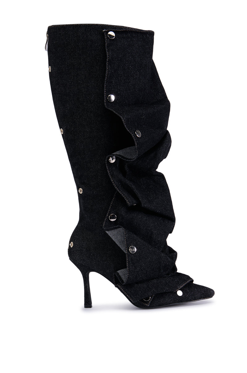 AZALEA WANG IMOGINE BLACK DENIM BOOT