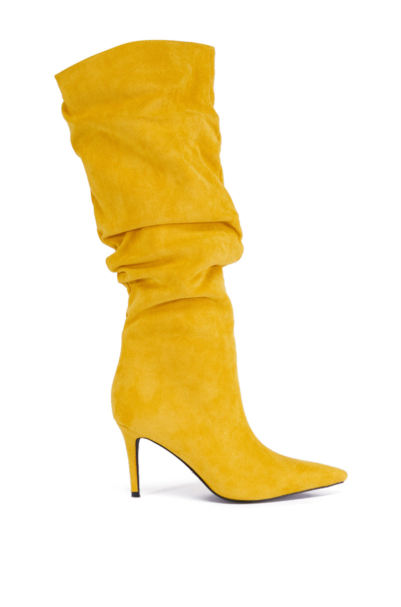 AZALEA WANG PAVETTA YELLOW FAUX SUEDE SLOUCH BOOT