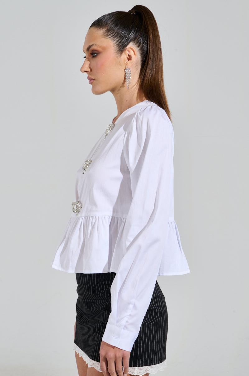 DIAMOND BOW BUTTON UP