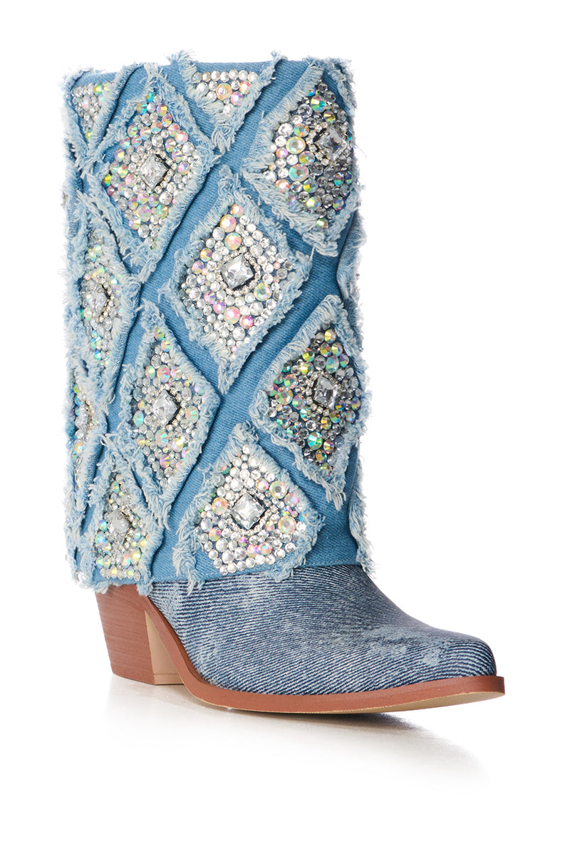 AZALEA WANG STAGECOACH EMBELLISHED WESTERN BOOTIE