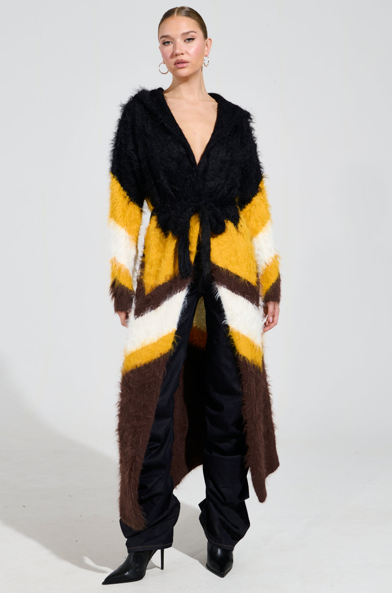 LOUD LUXURY GIRL LONG FUZZY CARDIGAN