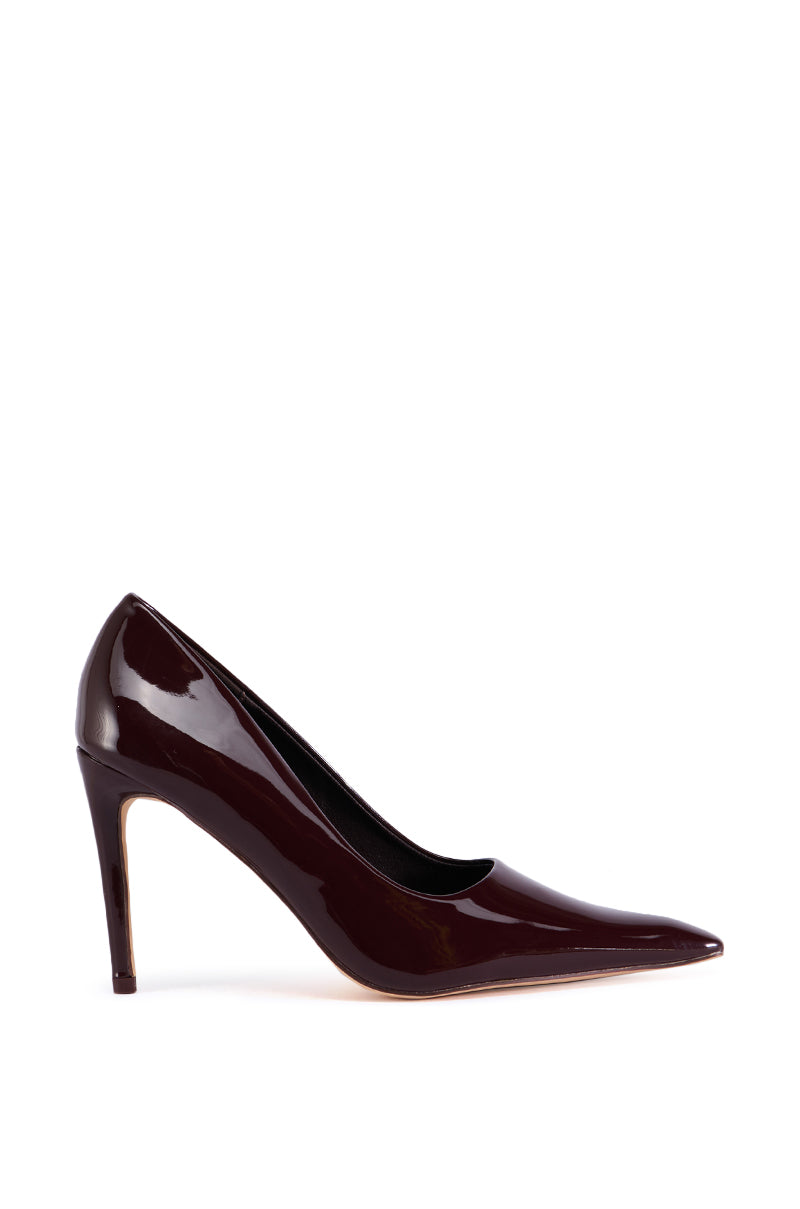 AZALEA WANG ISHANI BROWN PATENT PUMP