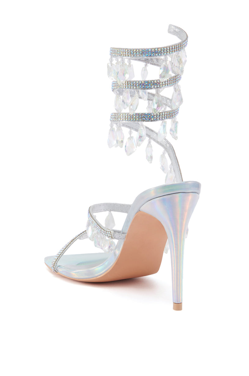 AZALEA WANG REIKO SILVER HOLOGRAPHIC SPIRAL SANDAL