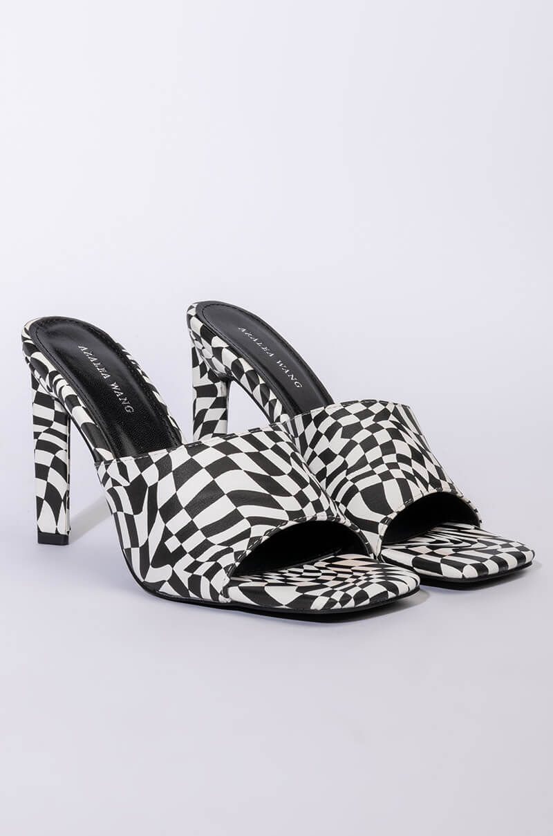 AZALEA WANG INTO YOU STILETTO SANDAL IN BLACK WHITE