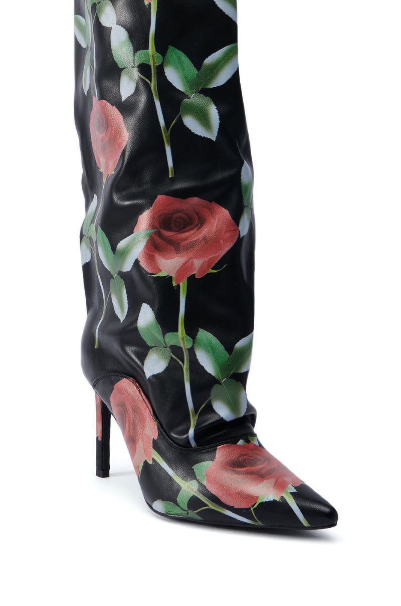 AZALEA WANG BRIDGIE BLACK AND FLORAL STILETTO