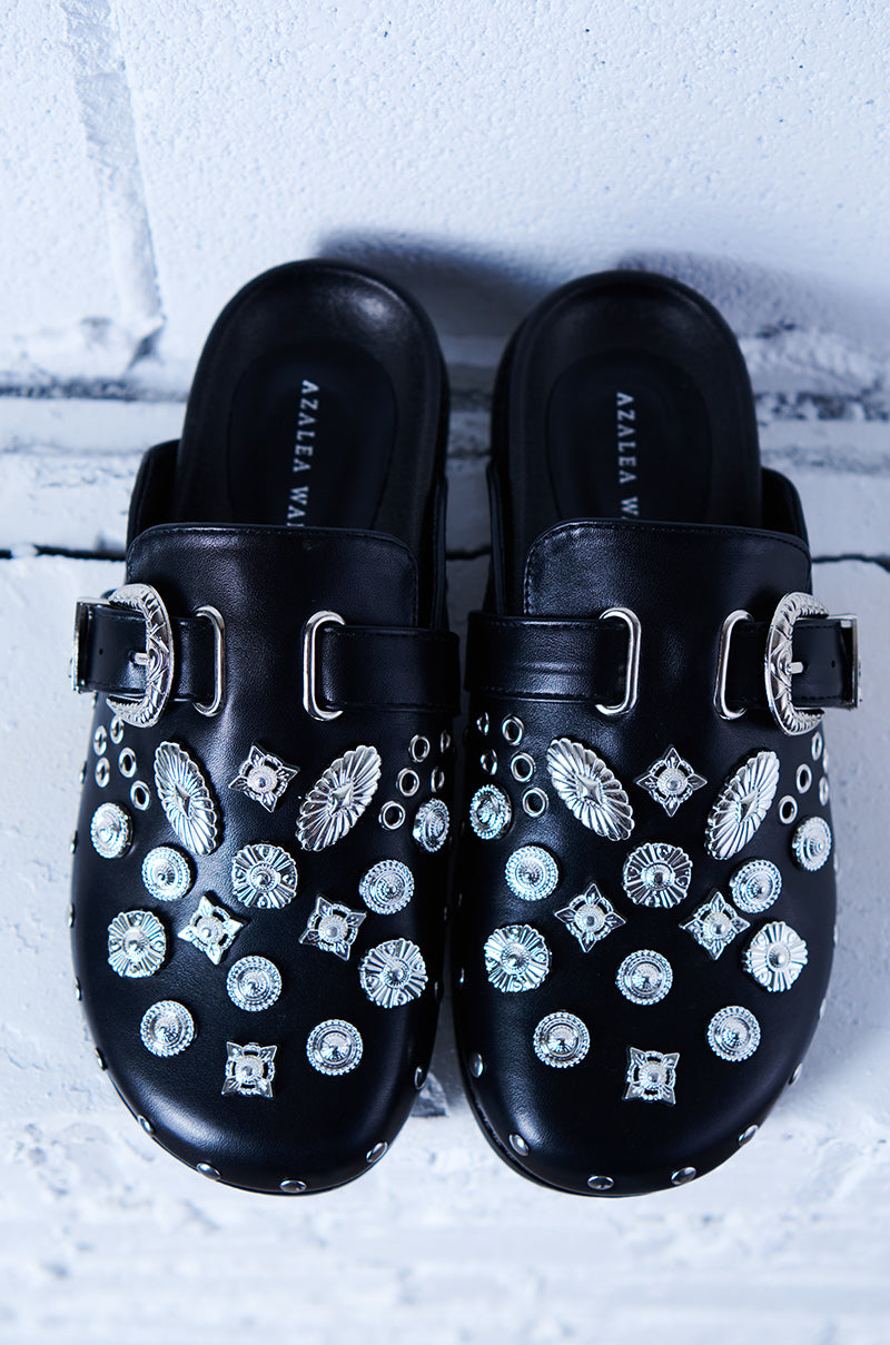 AZALEA WANG MOHSIN BLACK EMBELLISHED CLOG