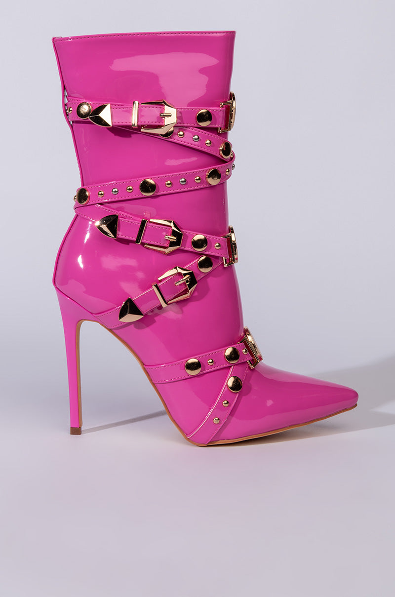 AZALEA WANG OVER AND OUT STILETTO BOOTIE IN PINK
