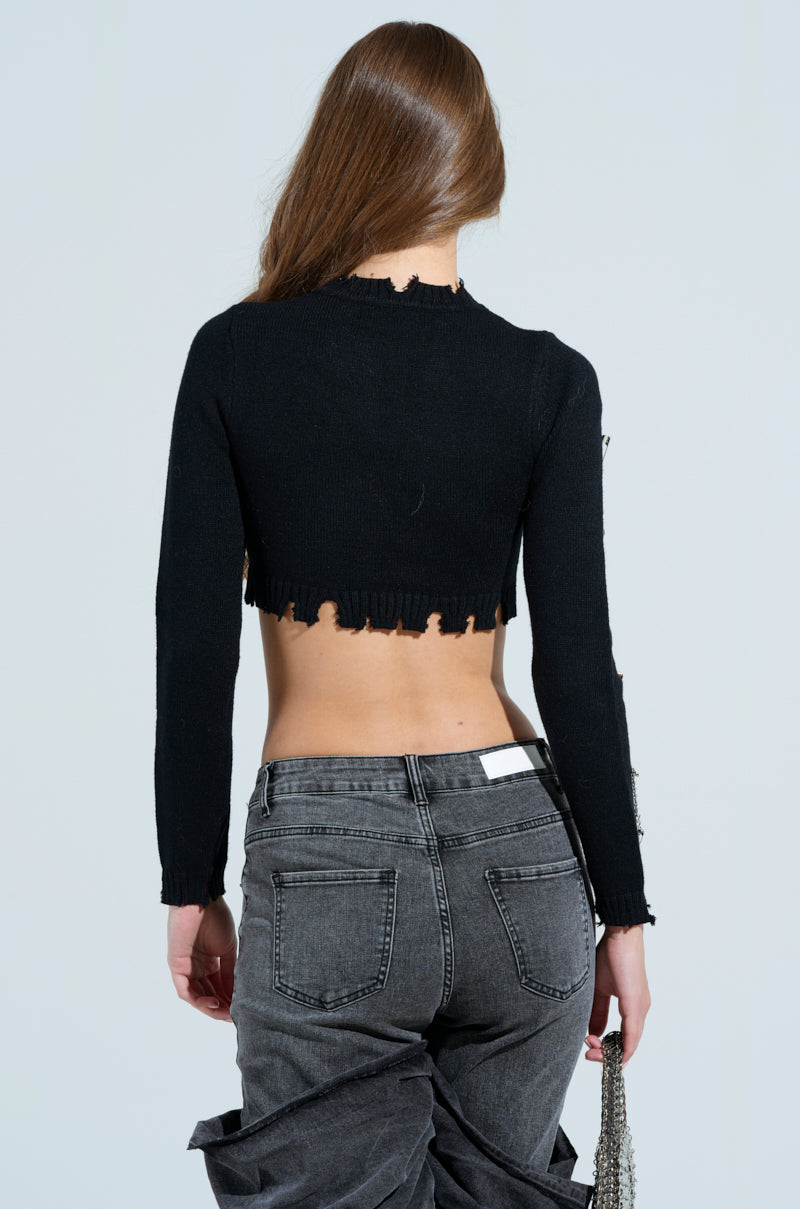 DEJA EMBELLISHED CROP SWEATER