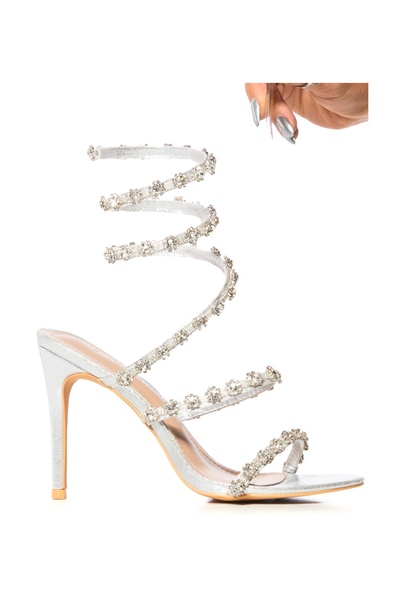 AZALEA WANG DELICACY SILVER COIL WRAP SANDAL