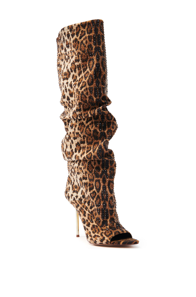 AZALEA WANG SPHYNX LEOPARD OPEN TOE BOOT