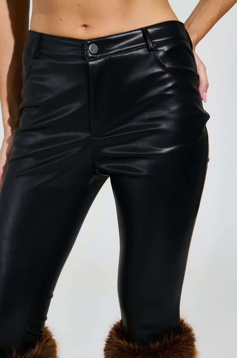 SIREN FUR TRIM FAUX LEATHER PANTS