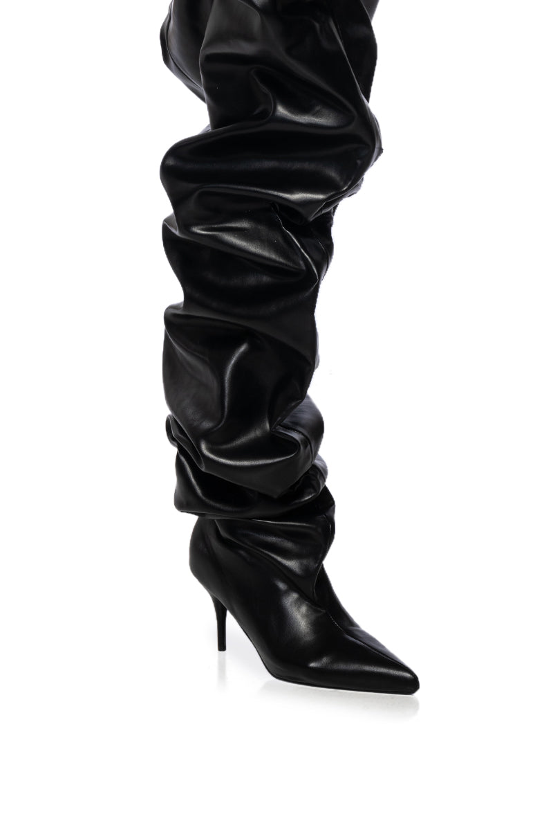 AZALEA WANG NEMY BLACK PU STILETTO BOOT