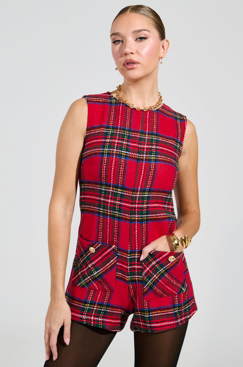 BEST DRESSED PLAID MINI DRESS IN RED