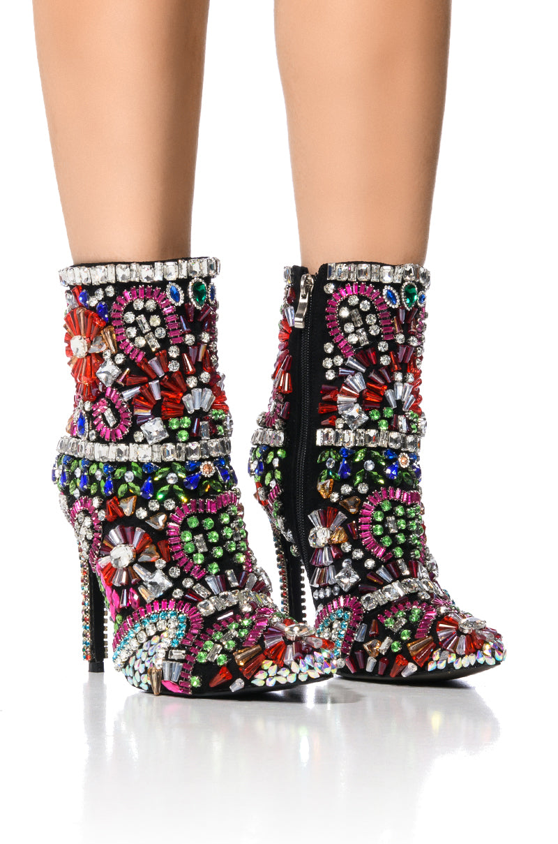 AZALEA WANG HOLLY EMBELLISHED BOOTIE IN MULTI