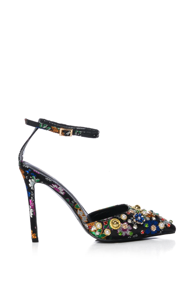 AZALEA WANG OOLONG EMBELLISHED STILETTO PUMP IN BLACK