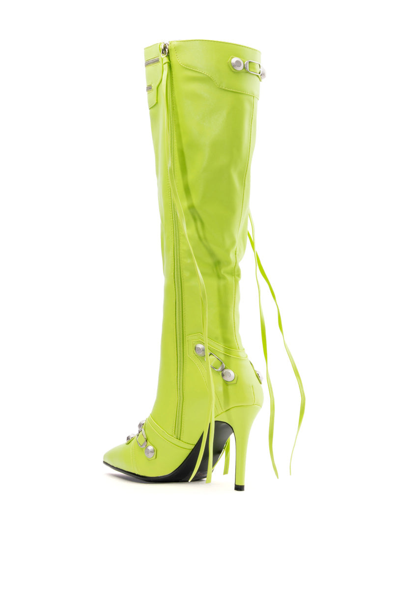 AZALEA WANG MAEVE STILETTO BOOT IN GREEN