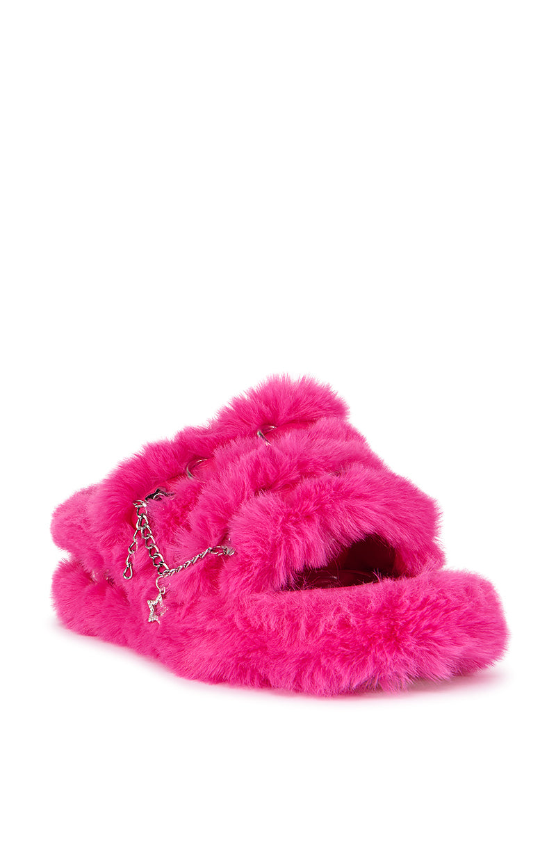 AZALEA WANG LAURELES FUR SANDAL IN PINK