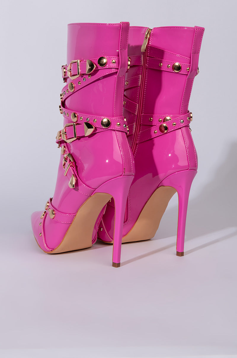 AZALEA WANG OVER AND OUT STILETTO BOOTIE IN PINK