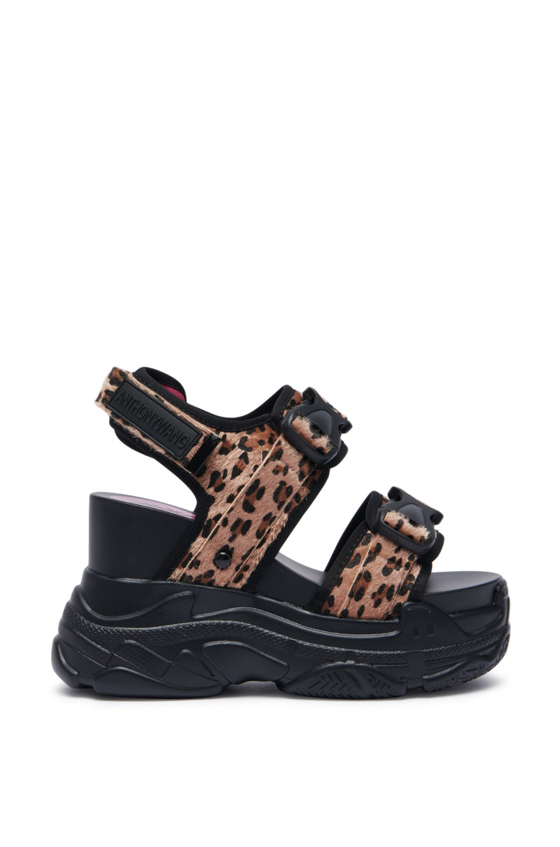 PEACH LEOPARD FLATFORM SANDAL