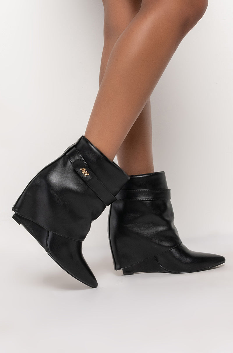 AZALEA WANG OFF THE GRID WEDGE BOOTIE IN BLACK