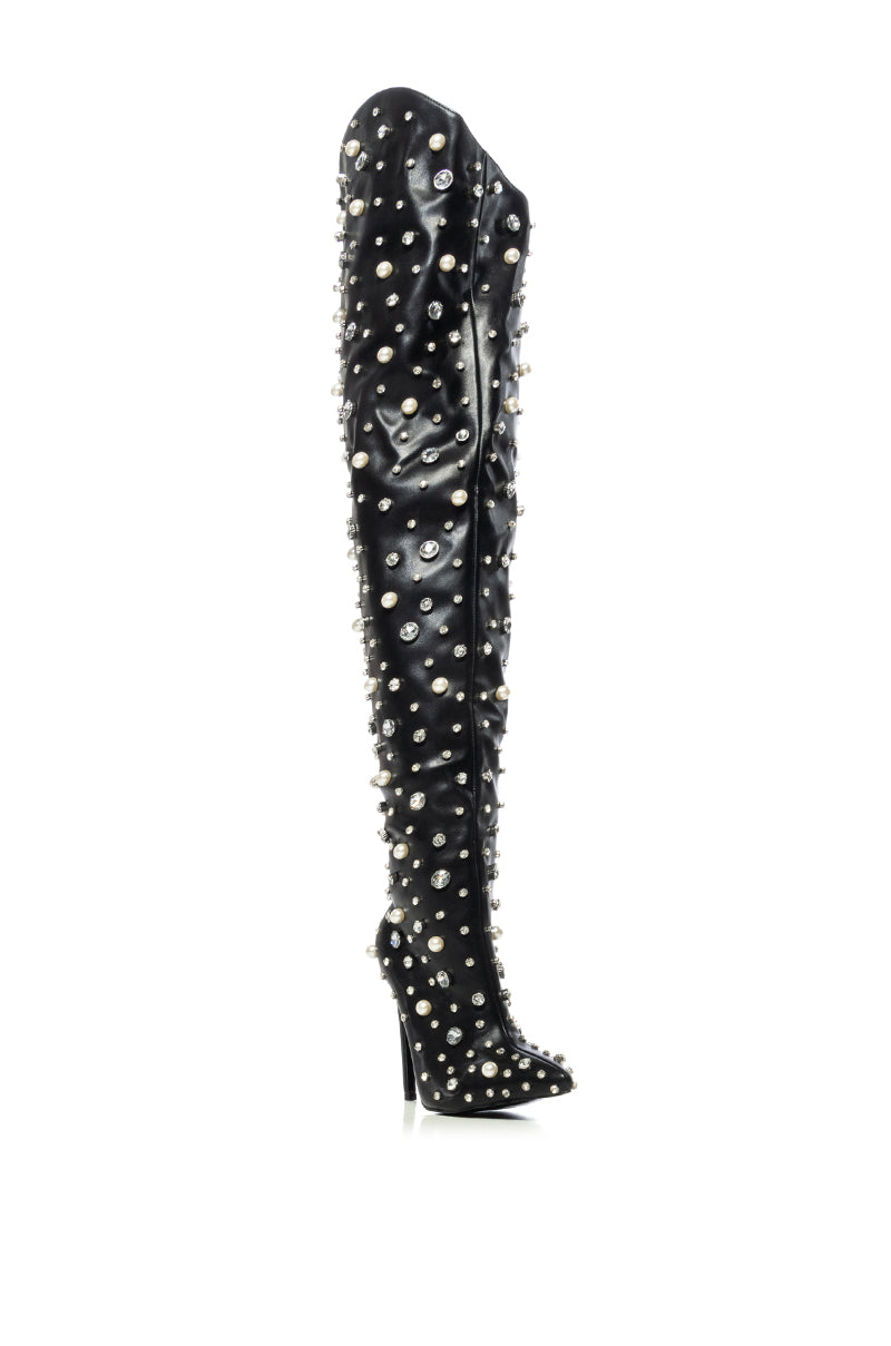 AZALEA WANG STARLING BLACK EMBELLISHED BOOT