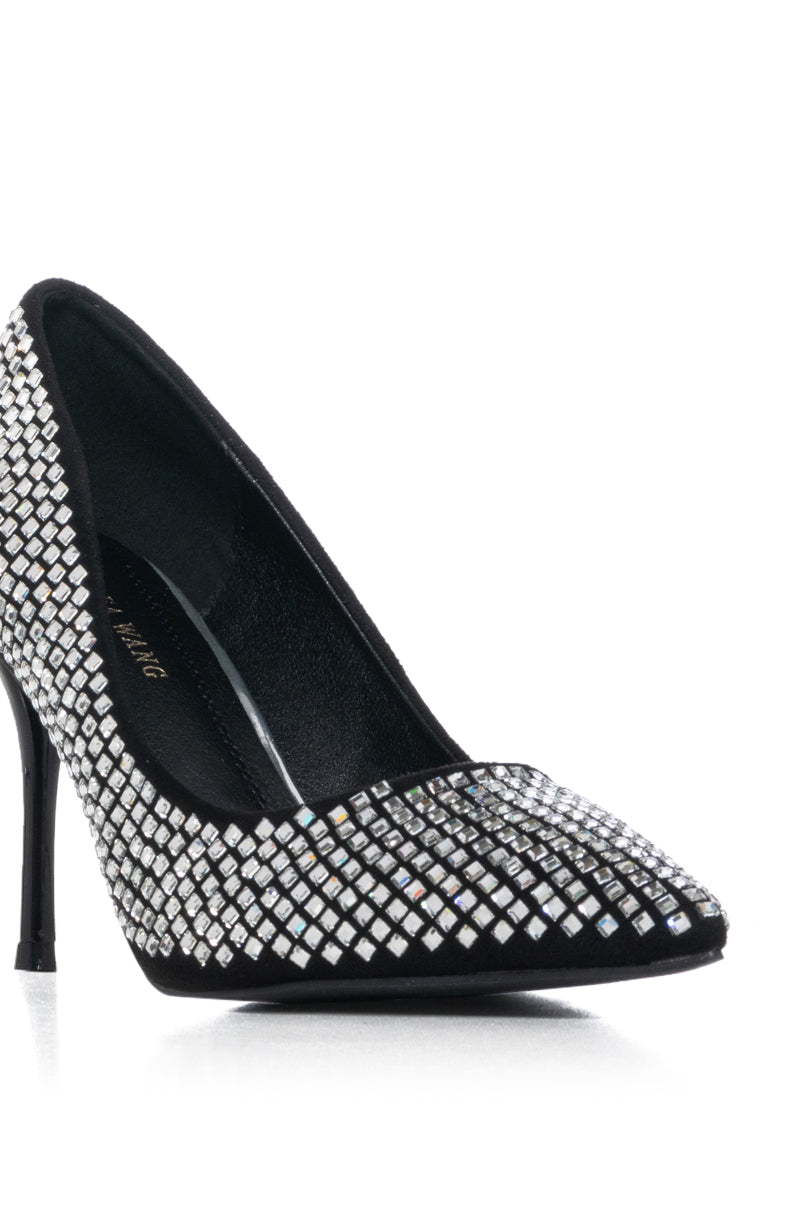 AZALEA WANG ALMA SILVER RHINESTONE PUMP