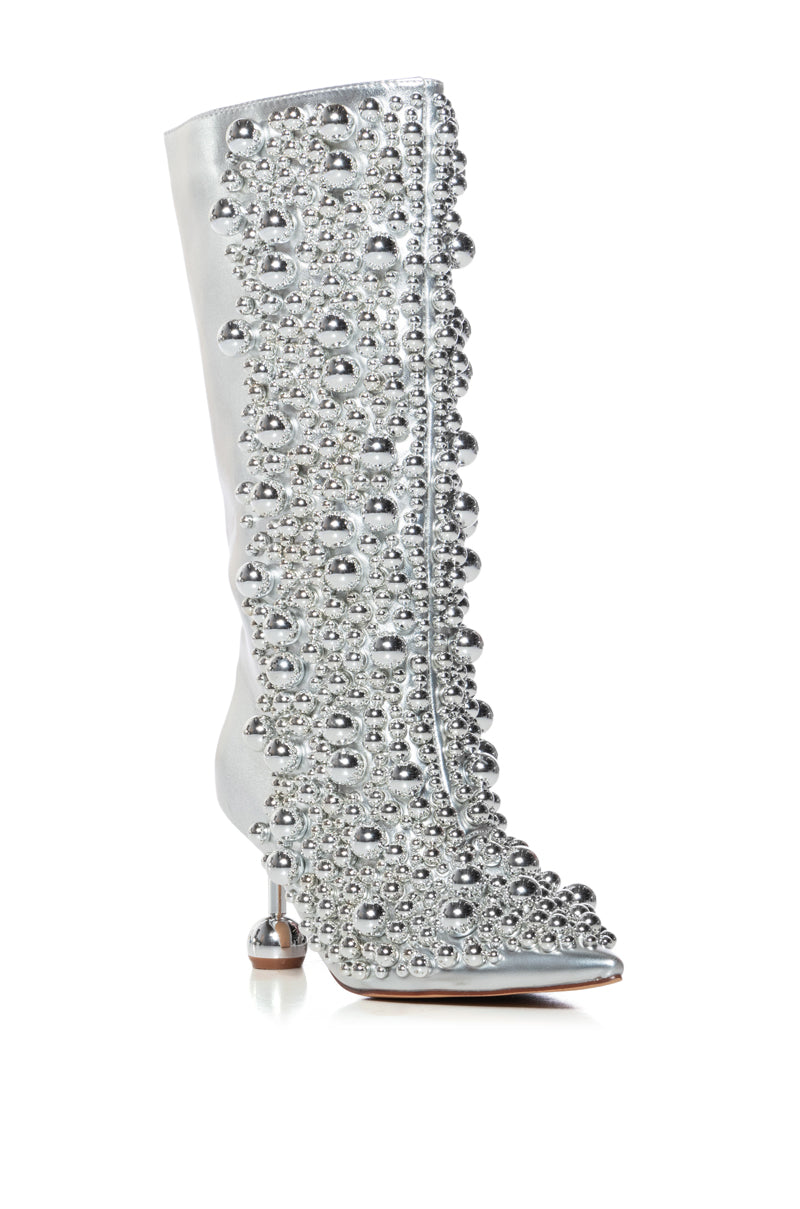 AZALEA WANG SELKIE SILVER BALL DETAIL BOOTIE