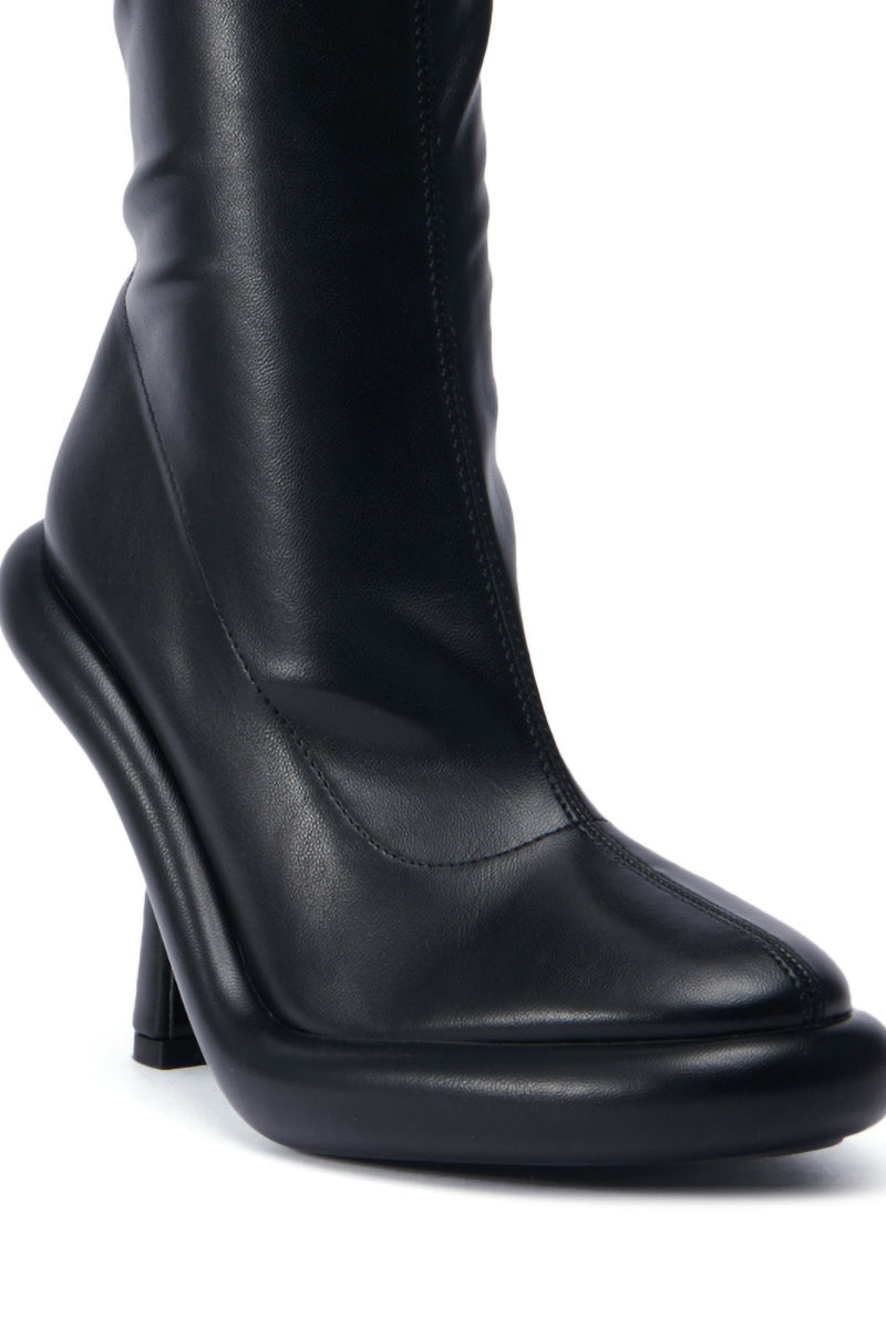 AZALEA WANG TARROW STILETTO PU BOOTIE IN BLACK