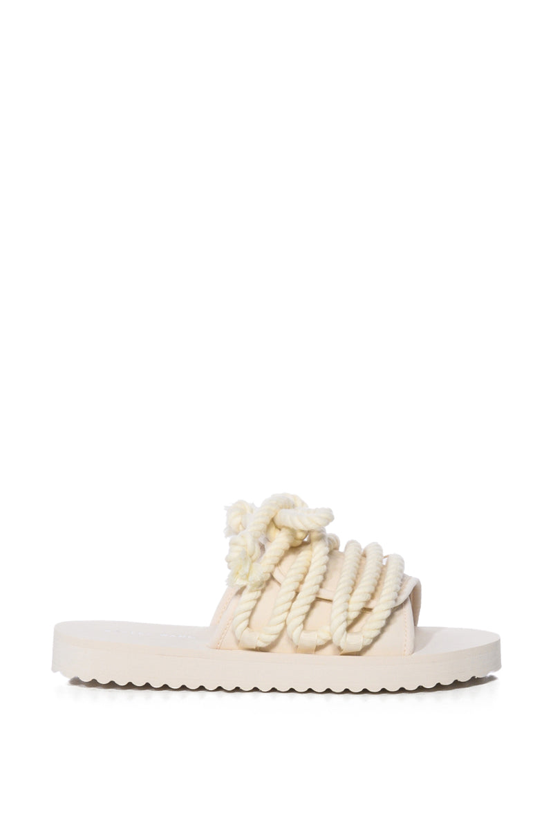 AZALEA WANG VICKI ROPE DECOR FLAT SANDAL IN BONE