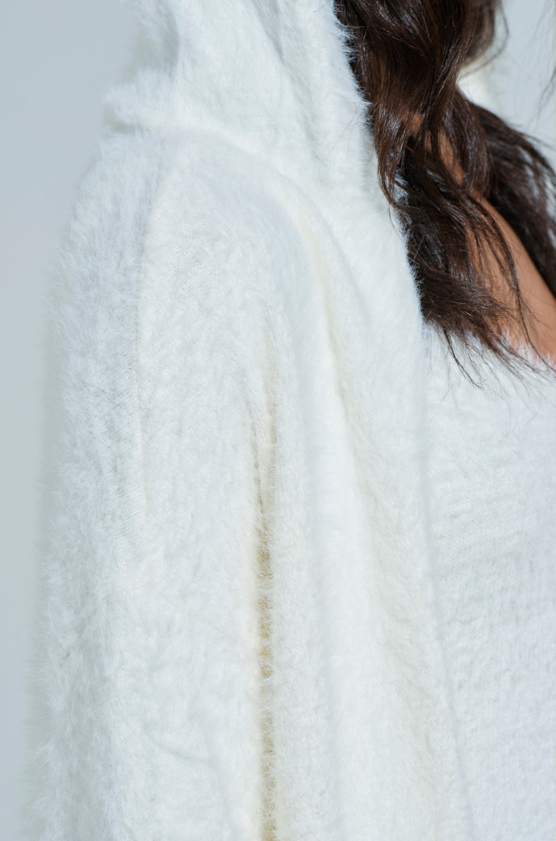 STAYING IN FUZZY KNIT CARDIGAN