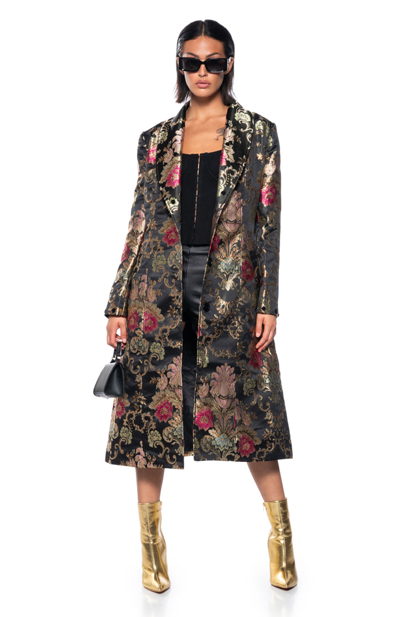 CHERRY LANE BROCADE TRENCH WITH MOHAIR FUR