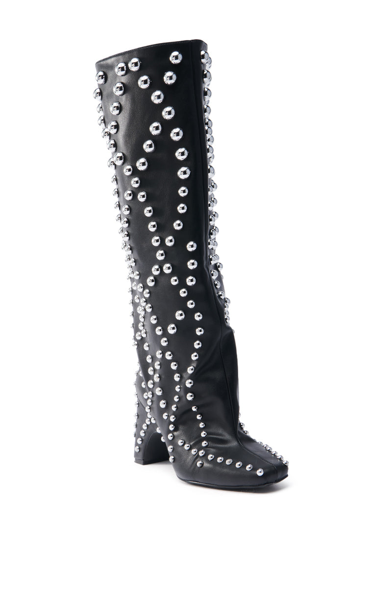 AZALEA WANG WELLS BLACK EMBELLISHED BOOT