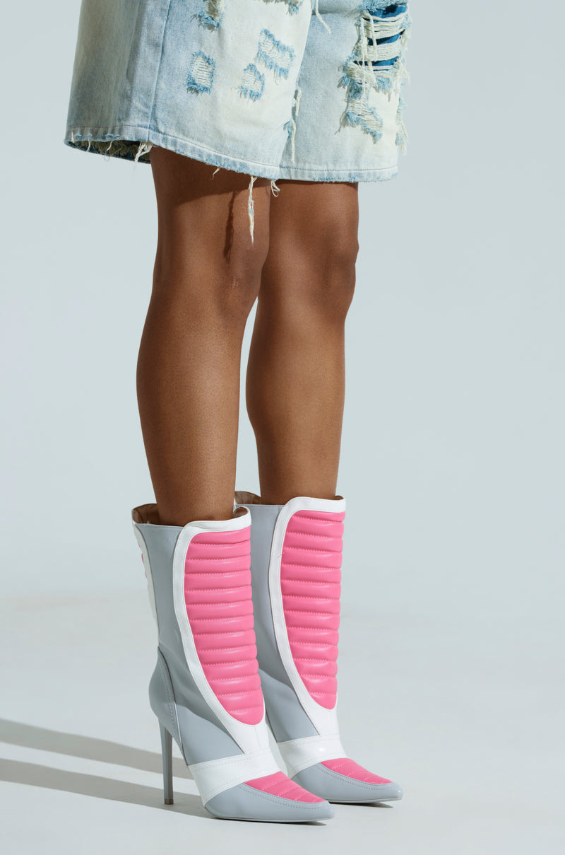 AZALEA WANG LORDEANA PINK SPORTY COCKTAIL BOOTIE