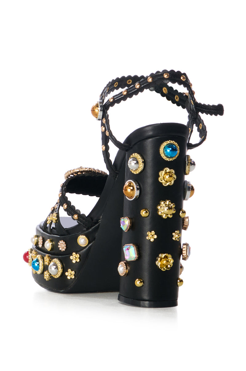 AZALEA WANG BIRCH EMBELLISHED SANDAL IN BLACK