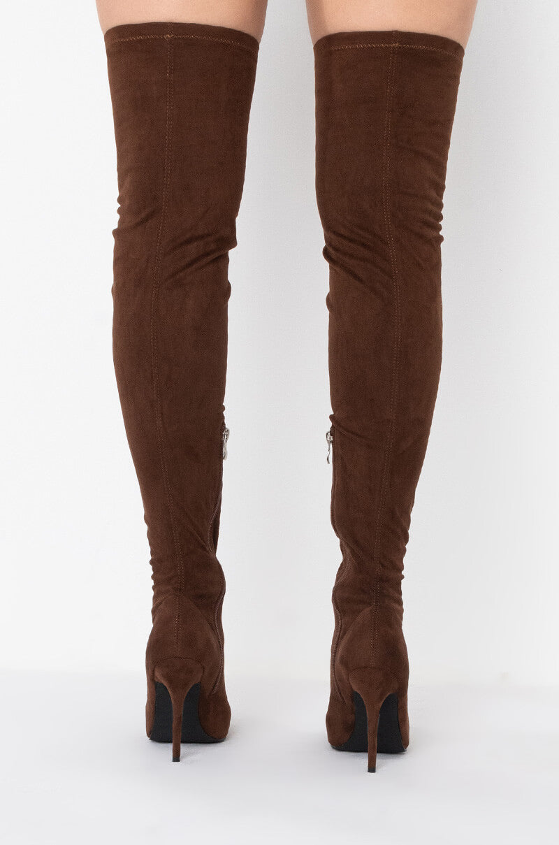 AZALEA WANG FRIDAY NIGHT STILETTO BOOT IN BROWN