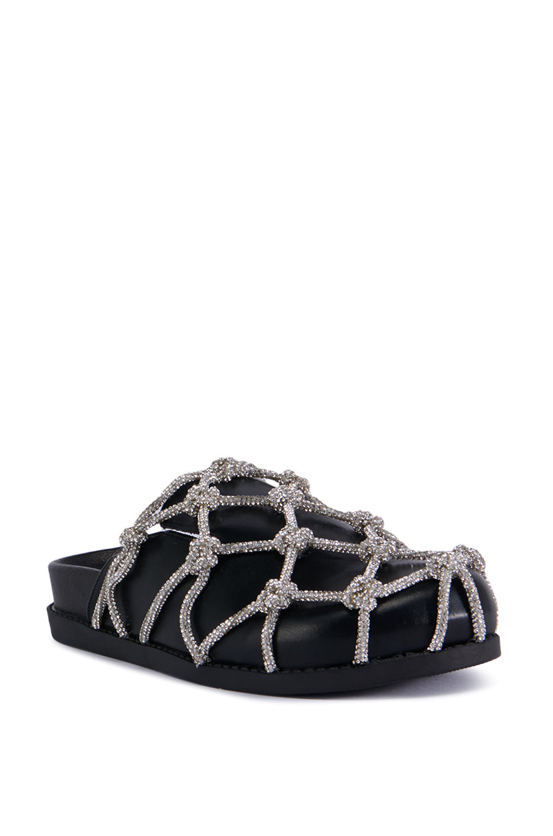 AZALEA WANG SHYLAH BLACK DIAMOND ROPE NETTED FLAT