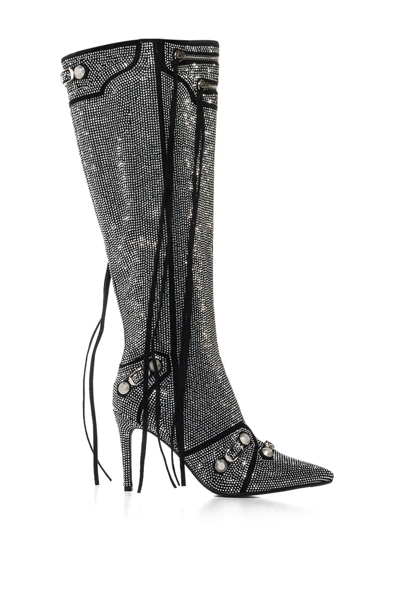 AZALEA WANG MAEVE SILVER STILETTO BOOT