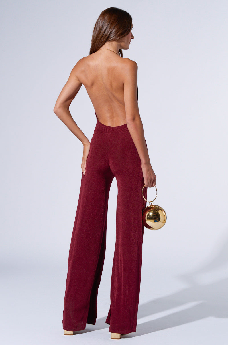 LIVING MY WAY BURGUNDY JUMPSUIT