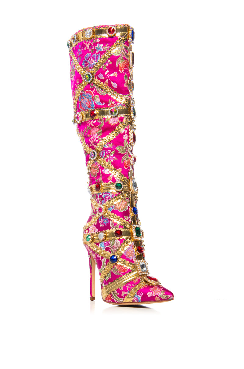 AZALEA WANG CONFIDENT EMBELLISHED BOOT IN PINK