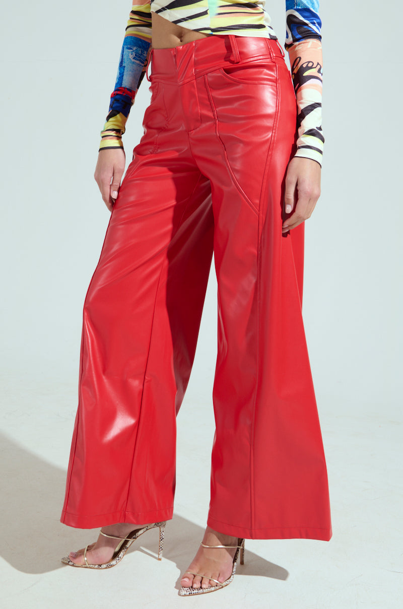 VERONICA WIDE LEG LEATHER PANTS