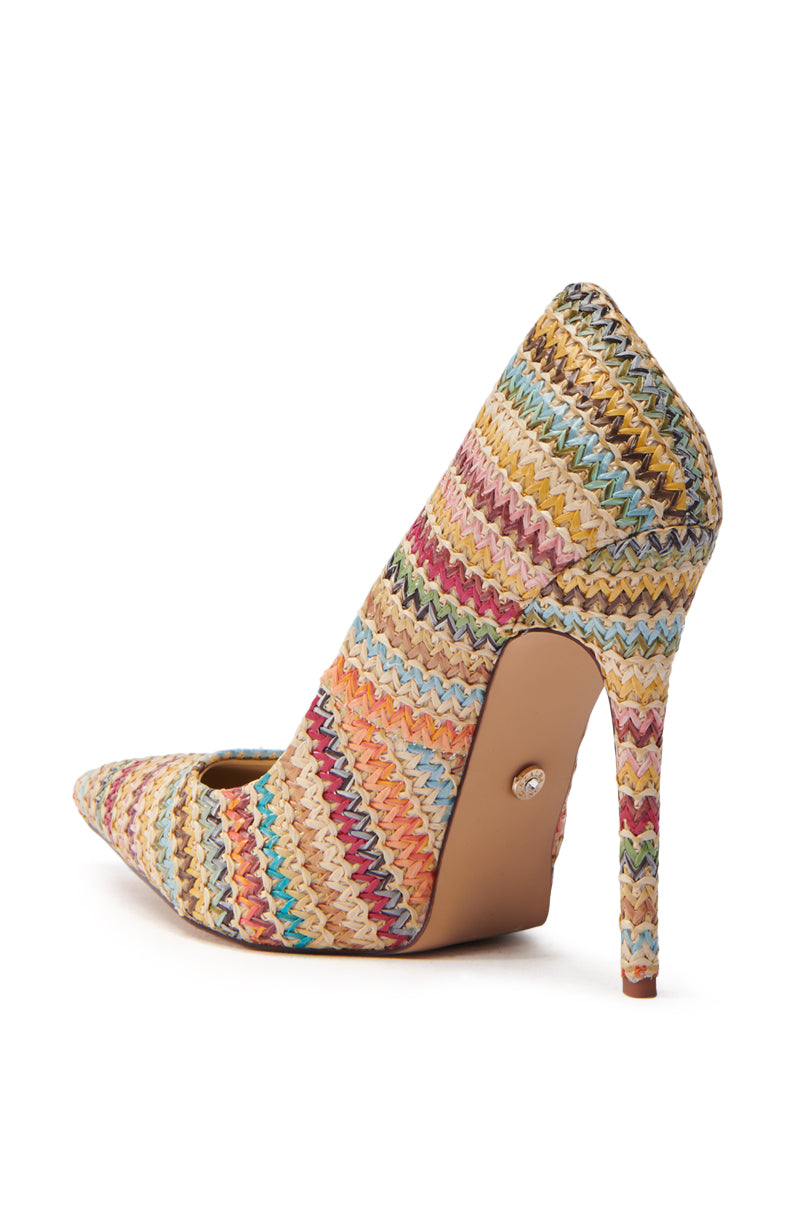 AZALEA WANG CORDULA MULTI RAFFIA STILETTO PUMP