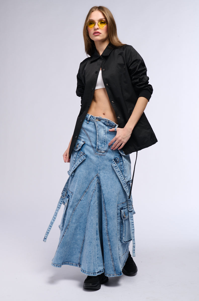 SOLANGE CARGO DENIM MAXI SKIRT