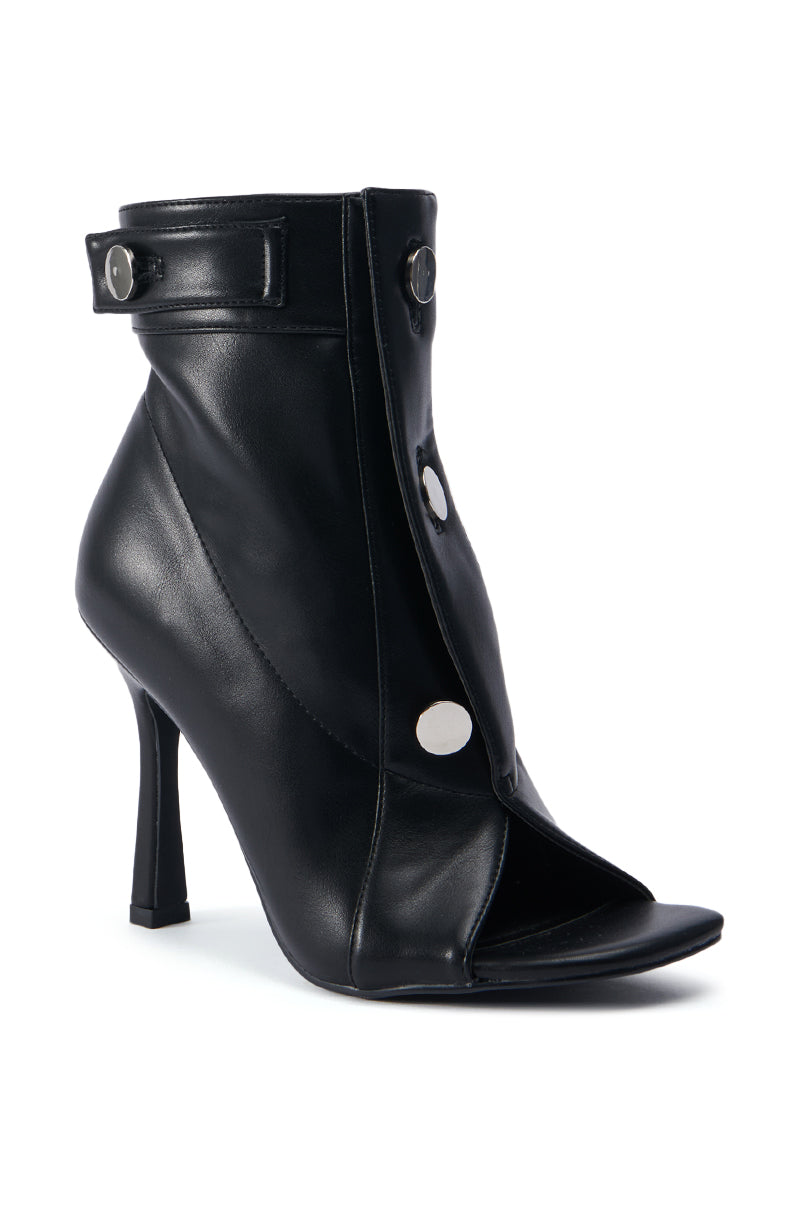 AZALEA WANG NAILY BLACK OPEN TOE BOOTIE