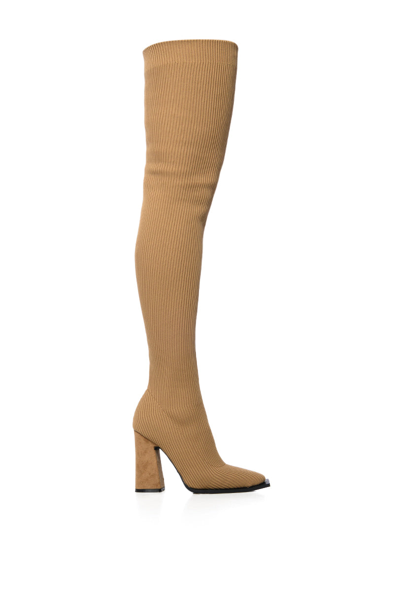 AZALEA WANG NOOR BROWN RIBBED BOOT