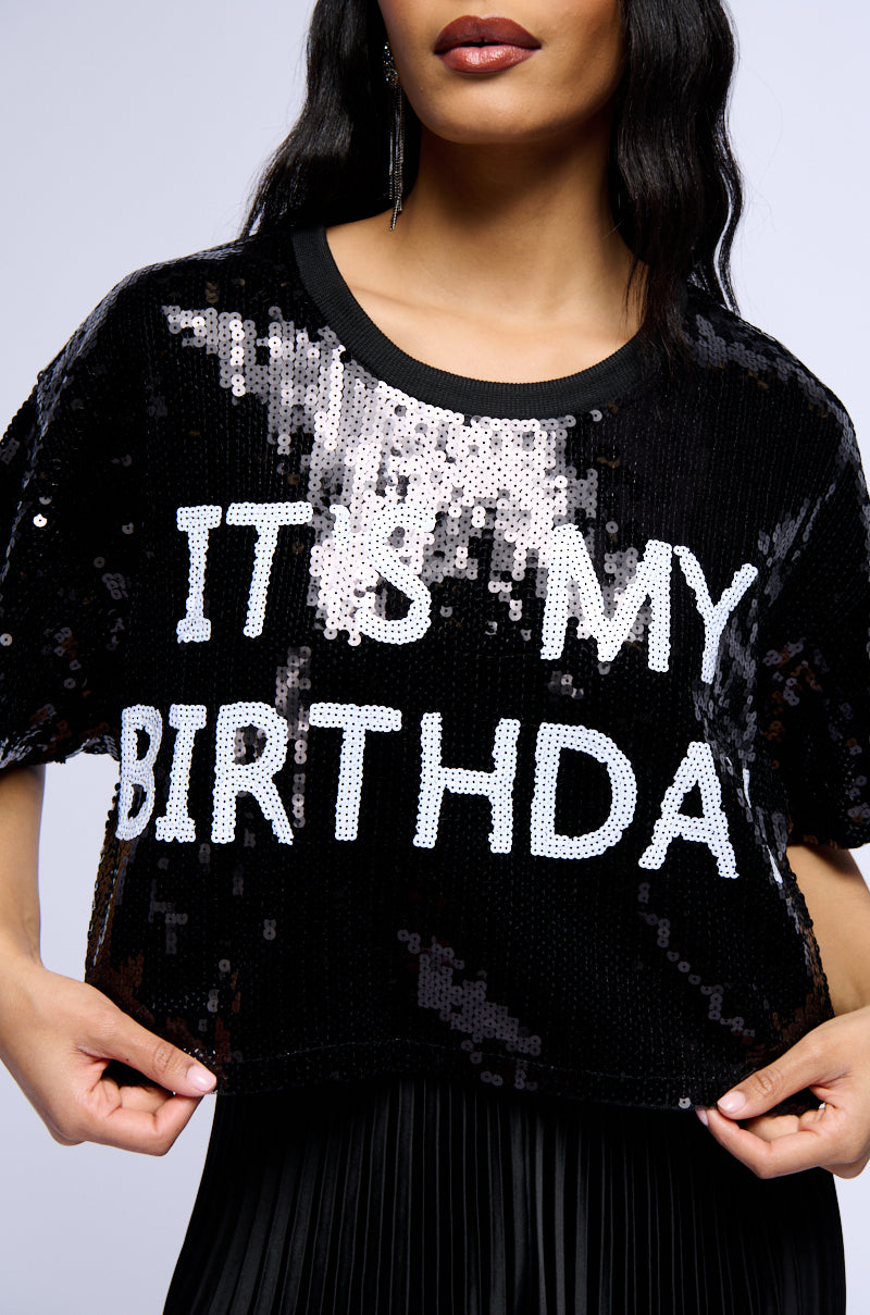 IT'S MY BIRTHDAY SEQUIN T-SHIRT