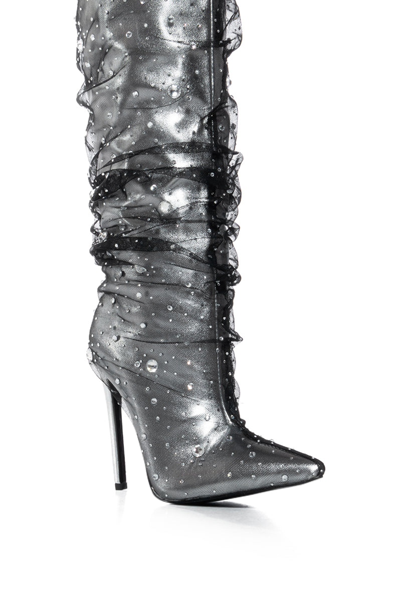 AZALEA WANG DULCIE SILVER EMBELLISHED BOOT