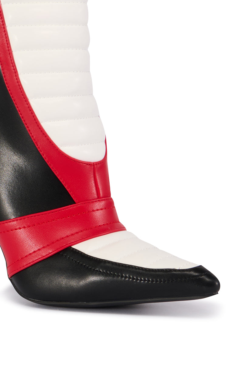 AZALEA WANG LOREDANA BLACK RACER COLORBLOCKED BOOTIE